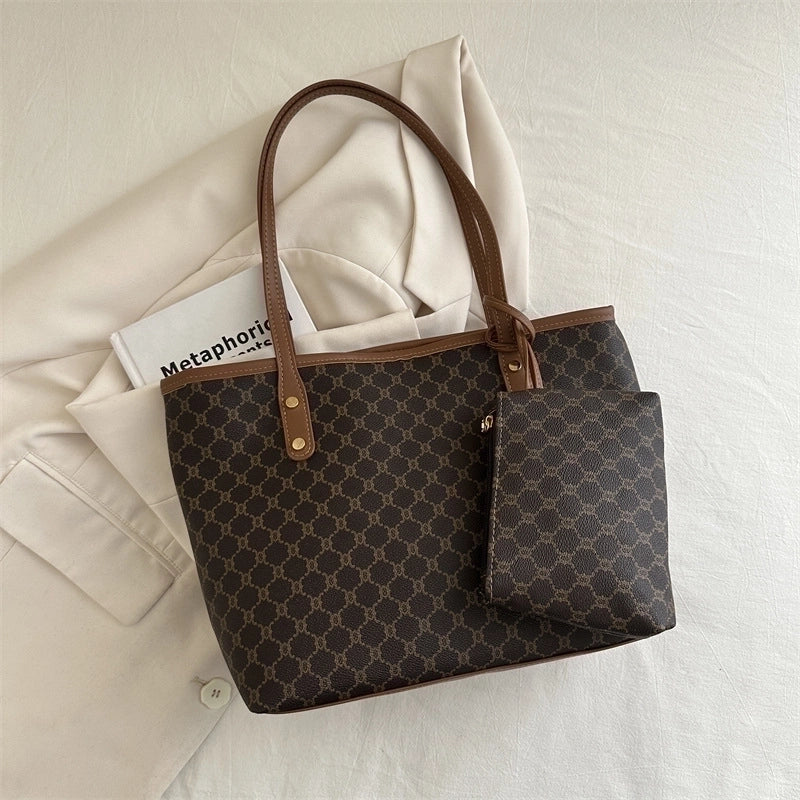 Women’s Medium Pu Leather Argyle Vintage Style Classic Style Bucket Zipper Tote Bag