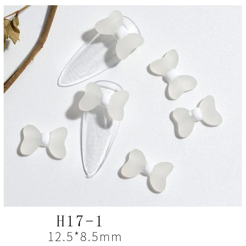 Nail Rhinestones All-Match Cute Girly Heart Frosted Jelly Bowknot Designs 50Pcs/Set Acrylic Jewelry Decoration Beauty Salons