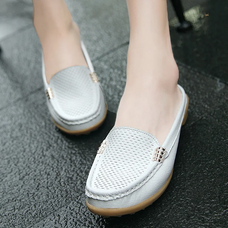 Loafers Mules Women Shoes Leather Casual Flats Summer Slip On Moccasins shopify Stunahome.com