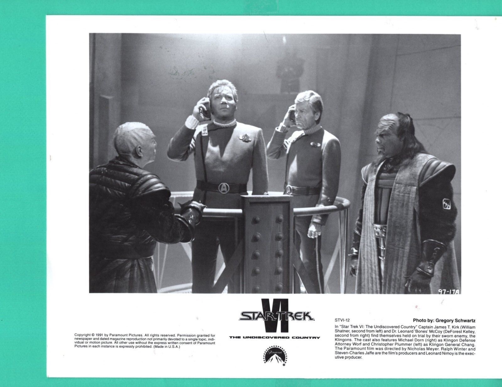 STAR TREK VI Undiscovered Country 1991 William Shatner News Press Photo Poster painting 8x10