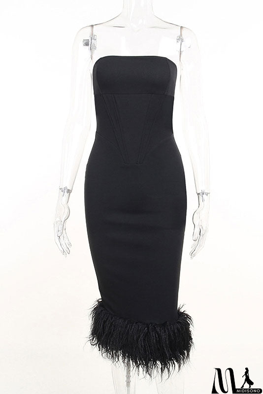 MidiSono - Black Strapless Bodycon Cocktail Party Dresses