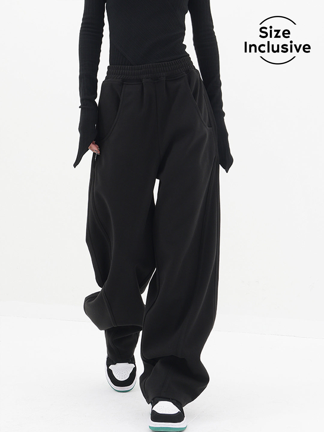 Llyge Baggy Solid Wide Leg Pants llyge