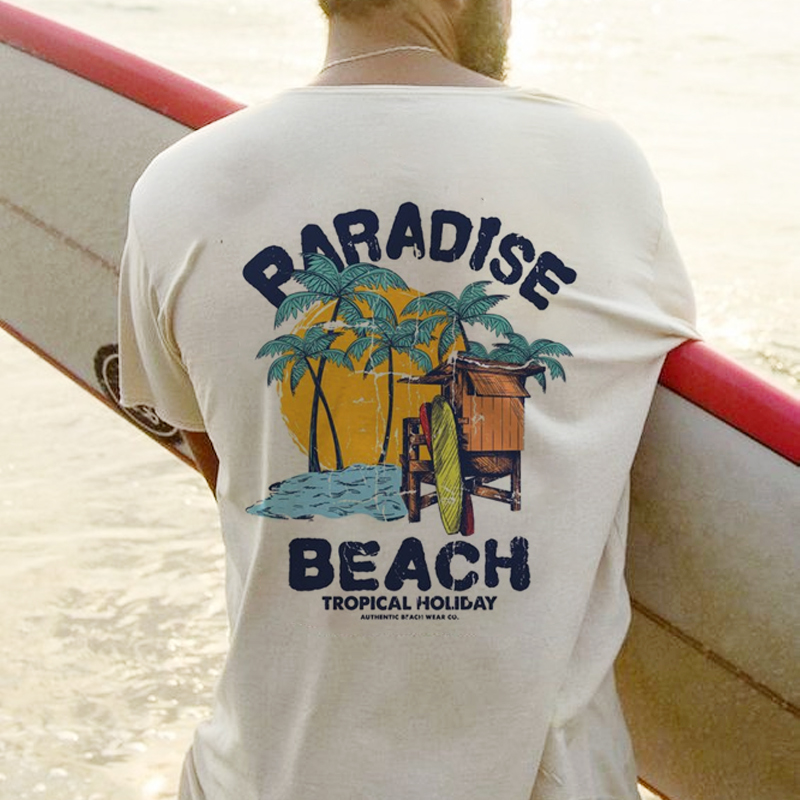 Unisex Surf Print Beach Vacation Retro Vintage T-shirt / [blueesa] /