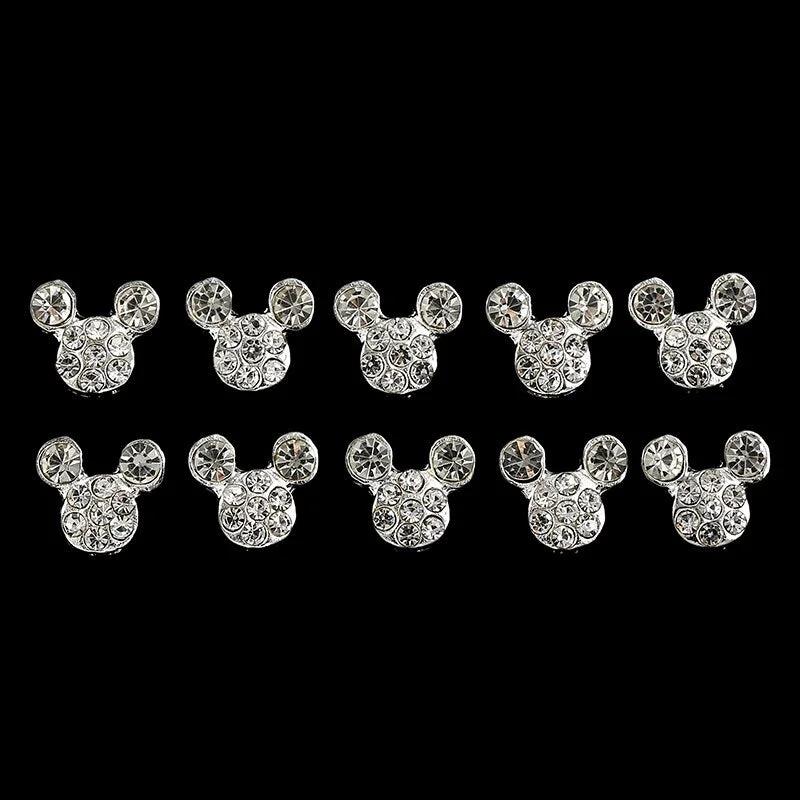10 Pcs High Quality Glitter Full Drill Mouse Nial Art Decorations Alloy Rhinestones 3d Nail Jewelry Charms For Nails-Nail Inspo