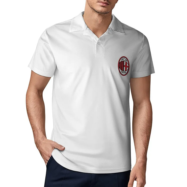 Milan AC Polo De Golf À Séchage Rapide Coupe Homme Blanc