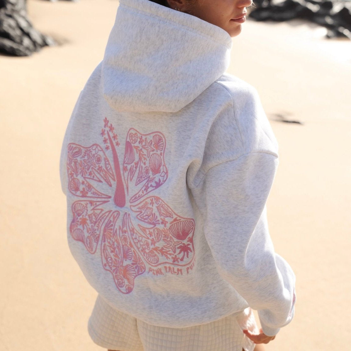 Women's Drop Sleeve Threaded Print Hoodie