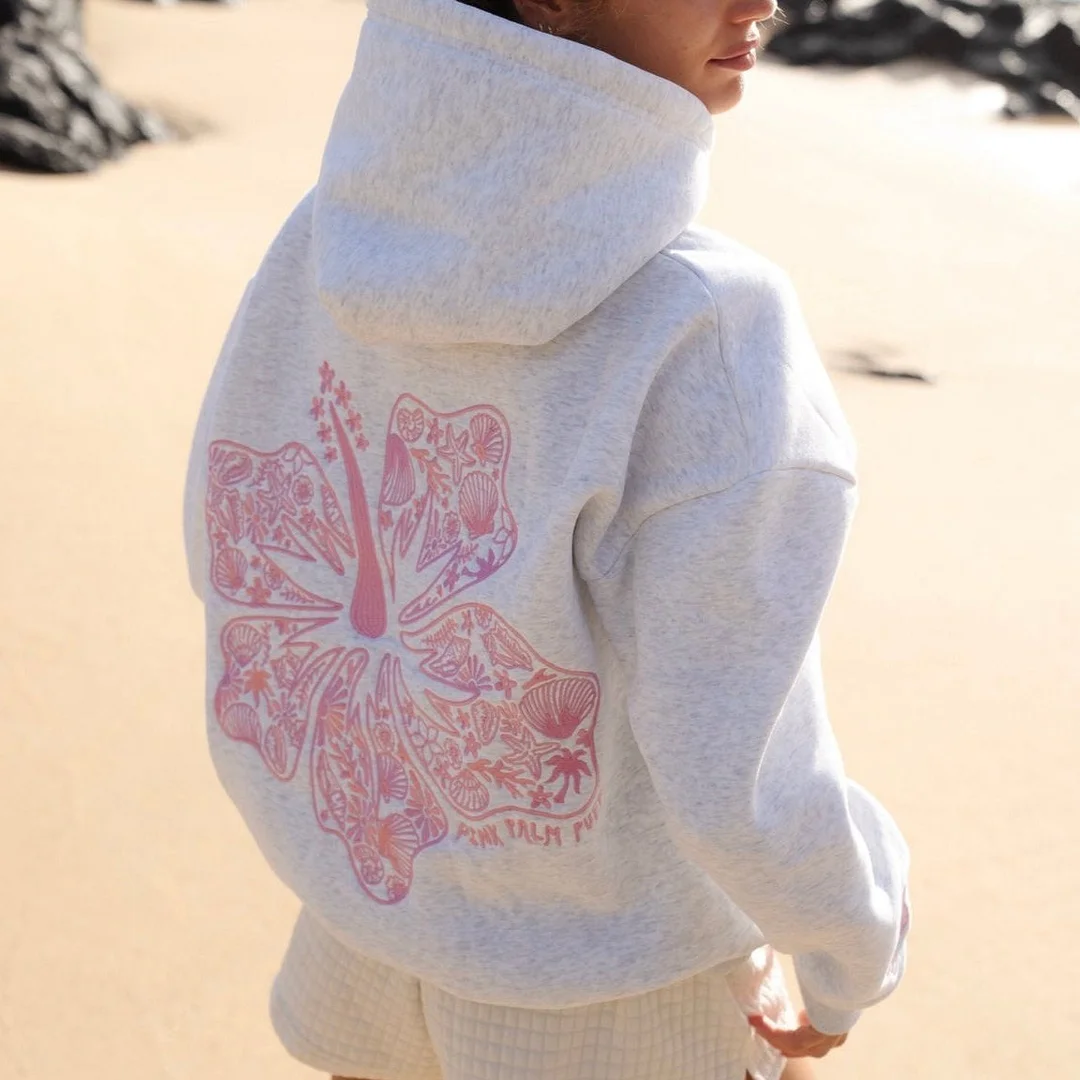 Women's Drop Sleeve Threaded Print Hoodie