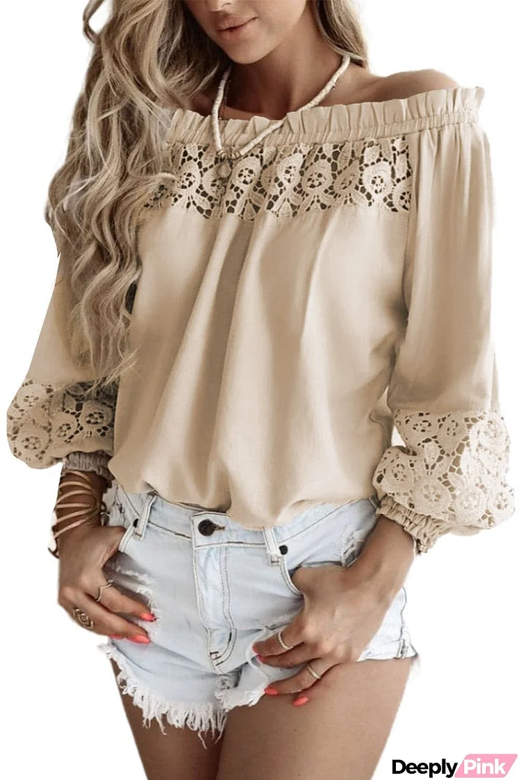 Crochet Hollow-out Off-shoulder Blouse