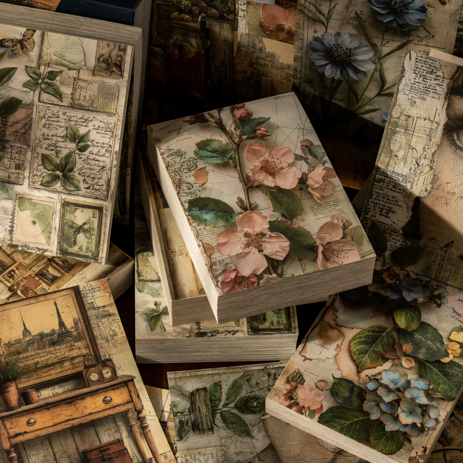 소재 종이 - 자란 세트 시리즈 빈티지 캐릭터 꽃