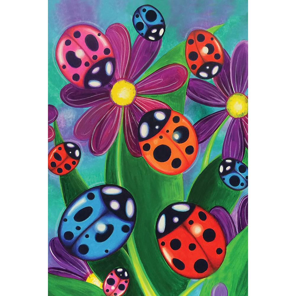 

(Multi Size) Ladybug Flower Round/Square Drill Diamond Painting, Square diamond 50*60cm, 501 Original