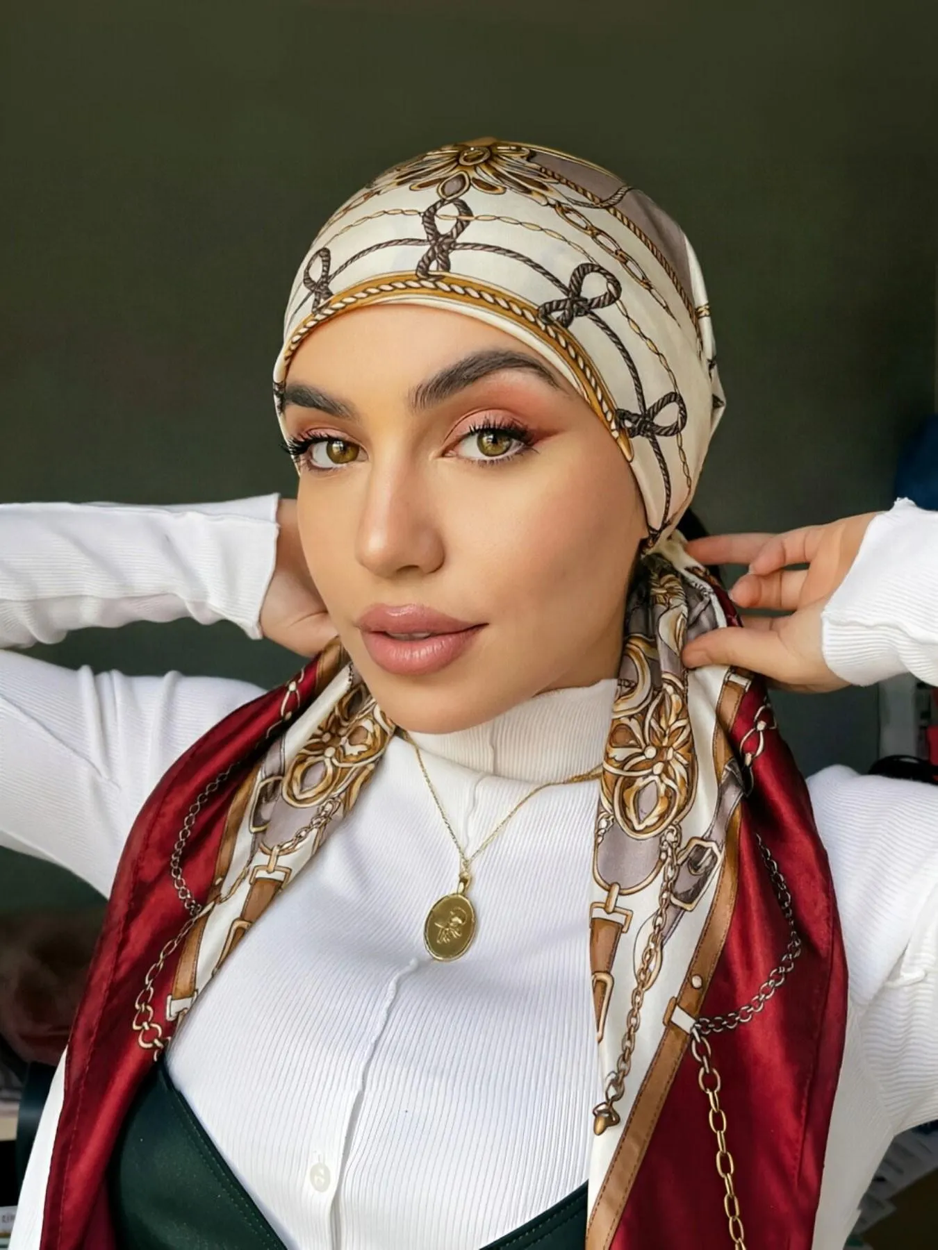 Women's Square Hijab Scarf, Color Block Print Turban, Chemotherapy Sleep Cap, Elastic Head Wrap, Daily Wear, Muslim Accessories Women's Square Hijab Scarf, Color Block Print Turban, Chemotherapy Sleep Cap, Elastic Head Wrap, Daily Wear, Muslim Accessories