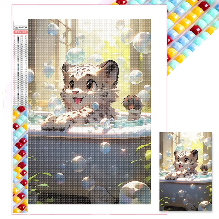 Full Square Drill Diamond Painting - Tiger Taking A Bath -  40*60cm