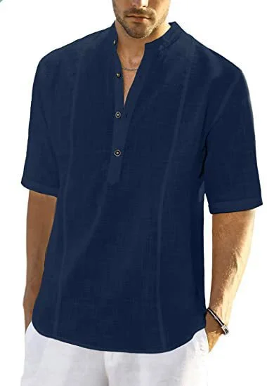 Uveng Slim Fit Comfort Casual Linen Half Sleeve Shirt