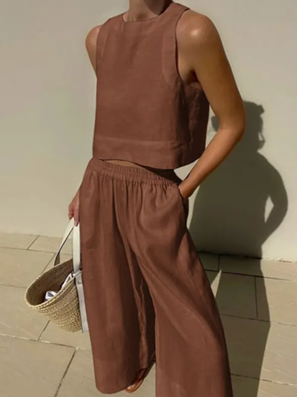 Vina™ Relaxed 2-Piece Set | Asymmetrical Top and Wide-Leg Pants main image 0