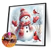 (40*40cm)Red Scarf Cardinal Snowman - Square Partial AB Drill Diamond Painting