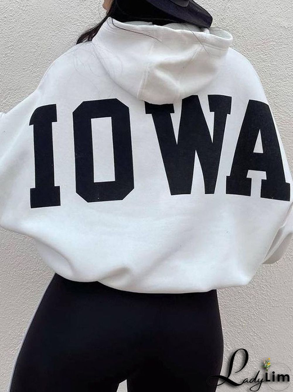 Letter Print Short Oversized Hoodie