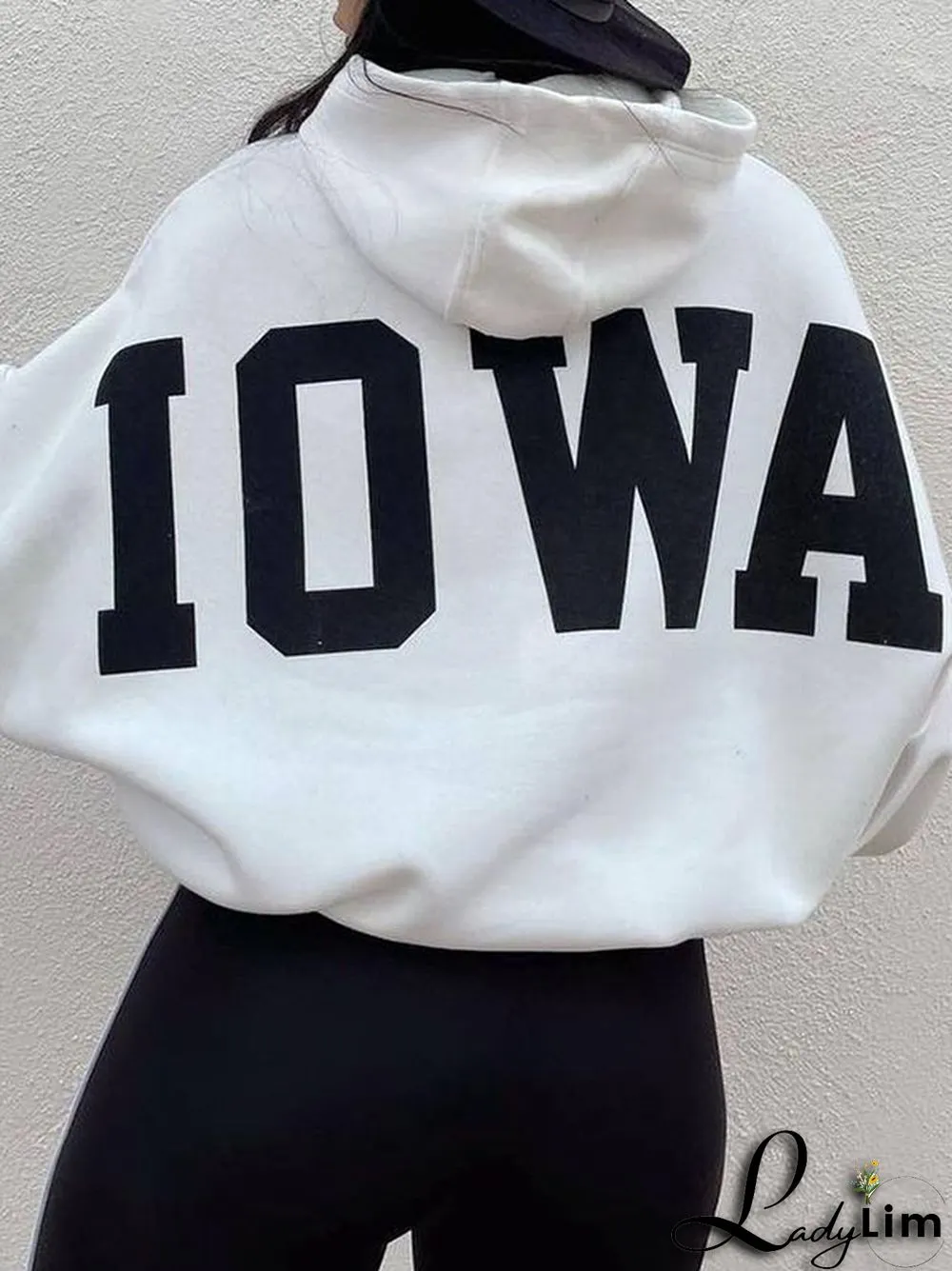 Letter Print Short Oversized Hoodie