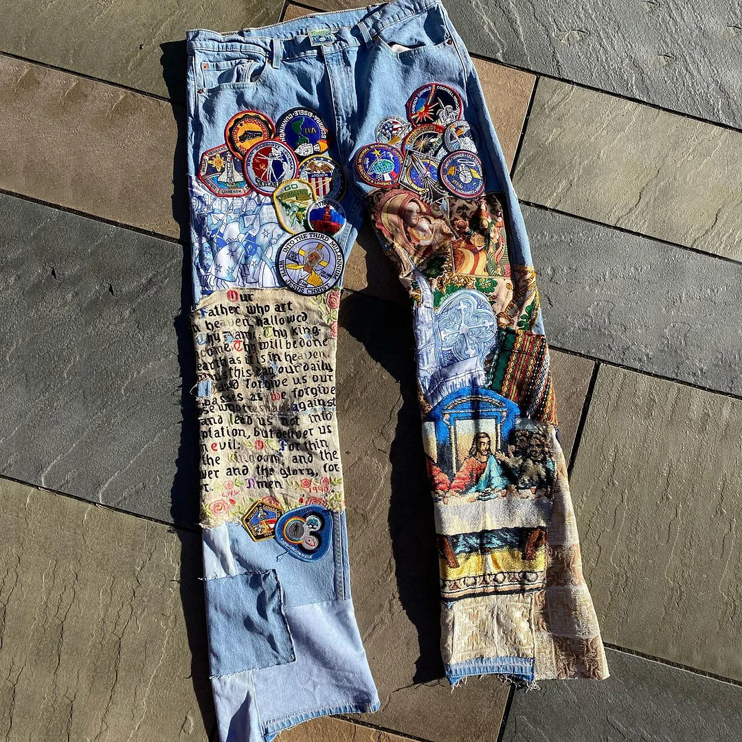 New Limited Edition God's Last Supper Stitching Street Jeans