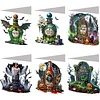(US Only)6PCS DIY Halloween Designs Diamond Art Greeting Cards for Halloween and Holidays