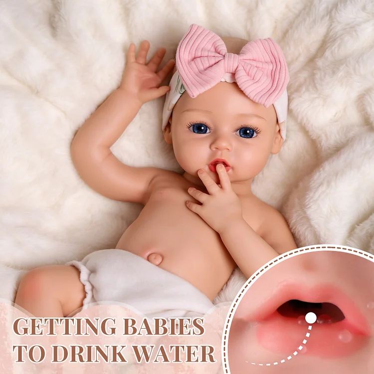 [Wet and Drink System]Babeside Phoebe 16" Realistic Silicone Smiling Baby Little Infant Girl