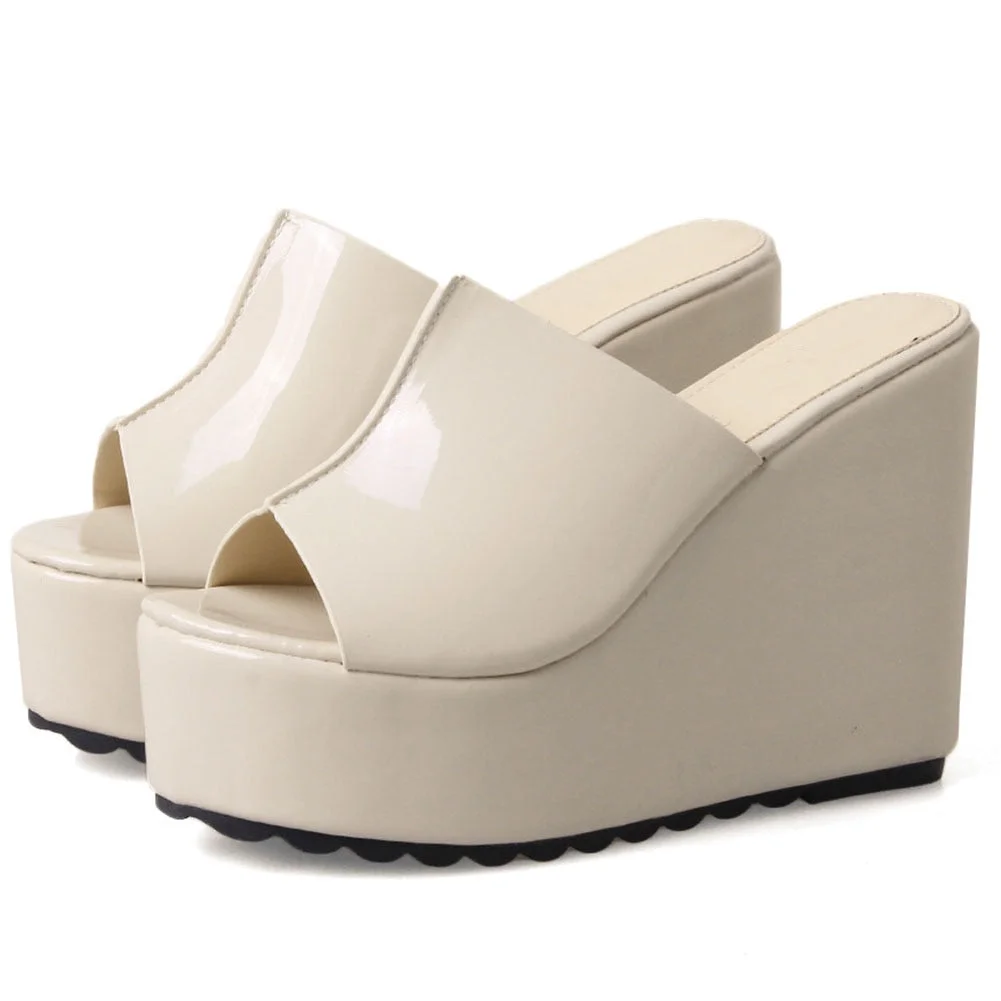 BONJOMARISA INS Hot Sale Ladies Pumps Solid Slip On Open Toe Platform Sandals Women Wedges Casual Concise Outside Shoes Woman