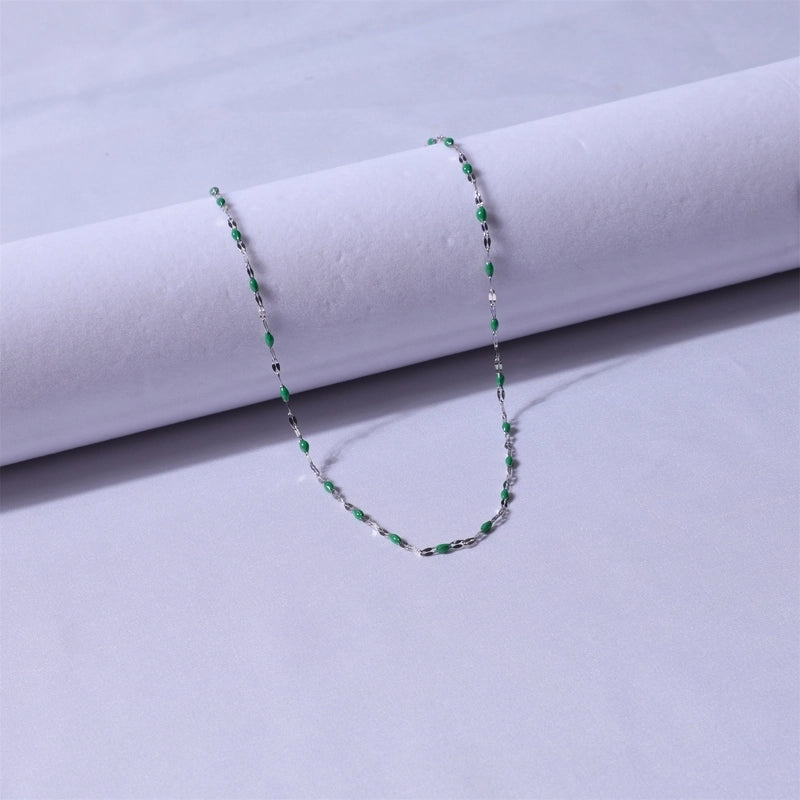 Sweet Color Block Titanium Steel Enamel Necklace