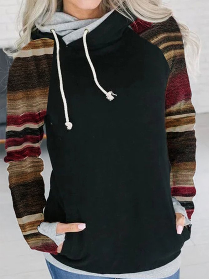 Crew Neck Casual Printed Stripes Sweatshirt Zaesvini