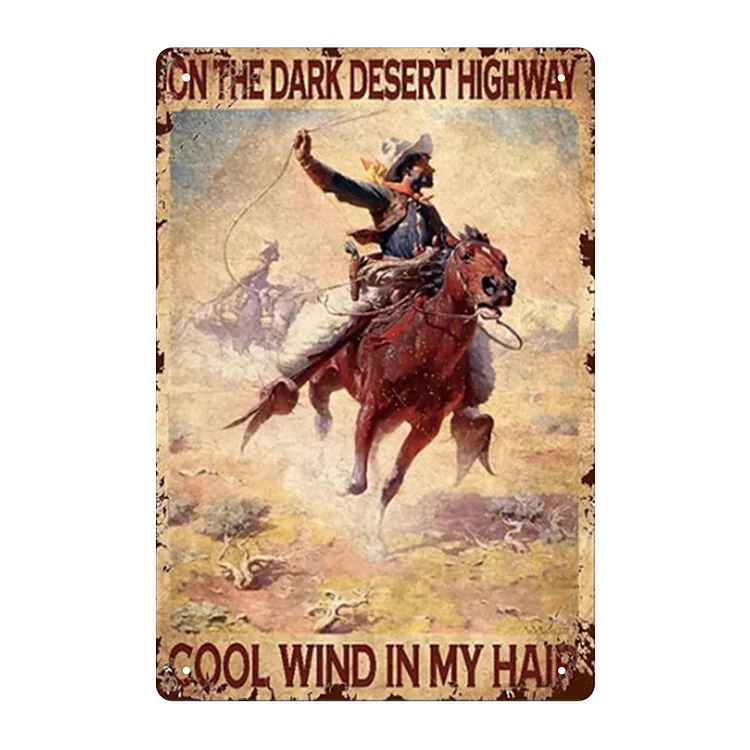 Moto cowgirl - enseigne vintage en étain - 7.9x11.8 & 11.8x15.7inch