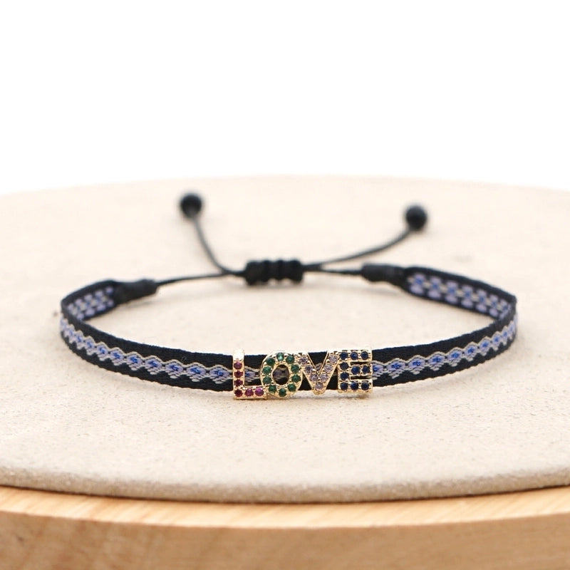 1 Piece Fashion Letter Devil’s Eye Copper Knitting Inlay Zircon Bracelets