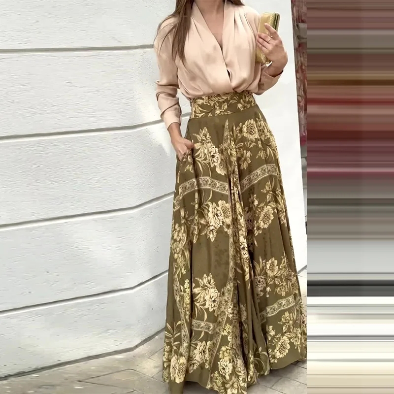 Toloer Toloer Fall 2024 New French Vintage Print Elegant High-Waisted Skirt Suit-Outfit Ideas