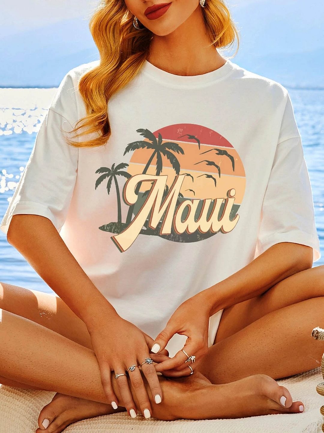 Women's Maui Coconut Tree Cotton Oversized T-Shirt