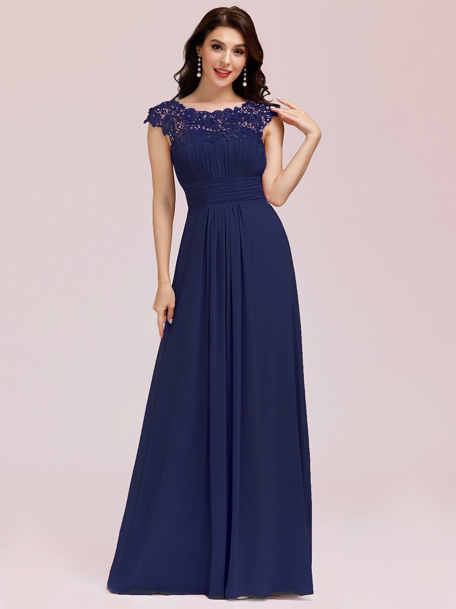 Sophisticated Lace Detail Evening Gown