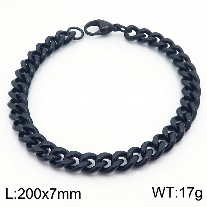 Stainless Steel Personality Fashion Trend Simple Two-Side Grinding Cuban Link Chain Bracelet Accessories