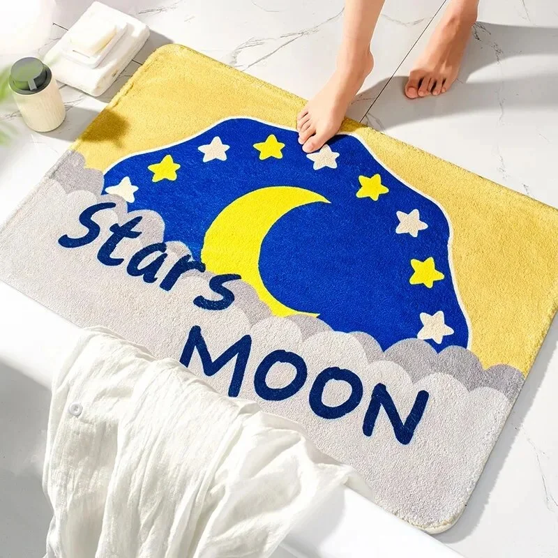 Sdrawing Pattern Bath Mat Soft Absorbent Non-Slip Shower Room Doormat Girls Room Cute Decoration Floor Rugs Modern Home Decor