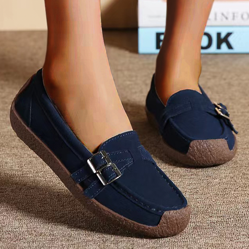 Leather Flat-bottomed Casual Shoes