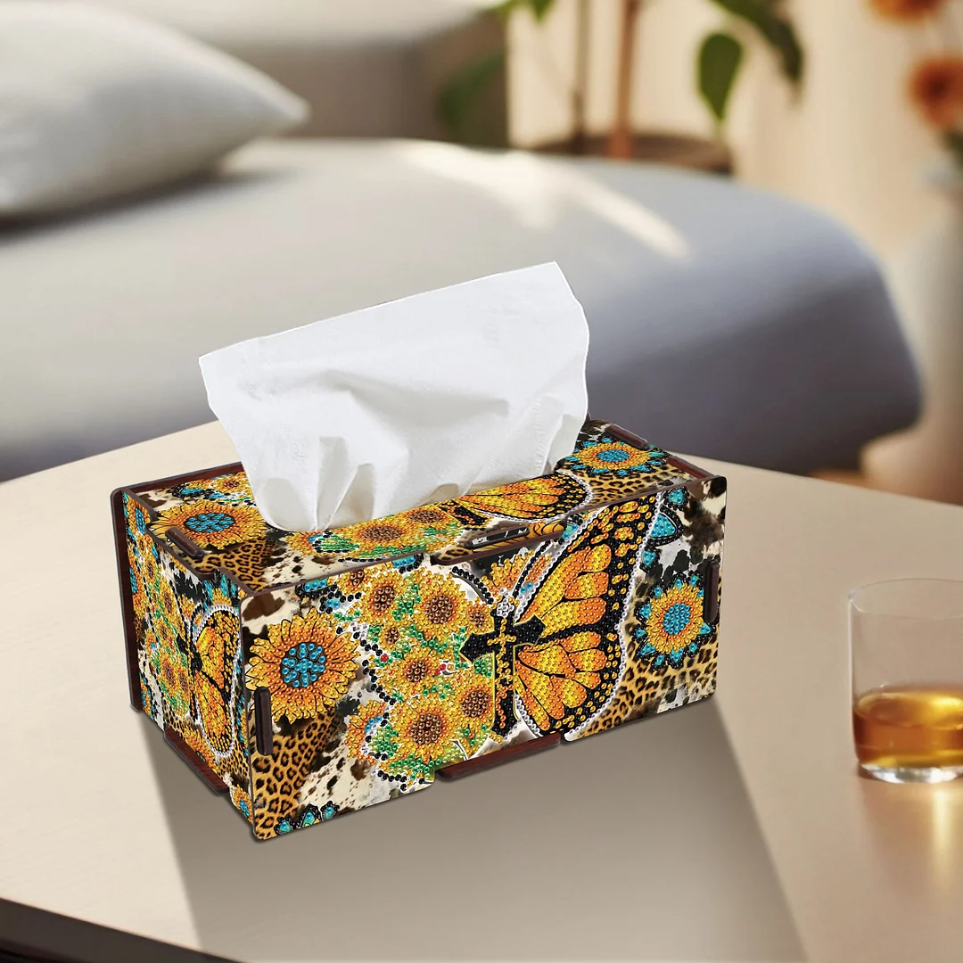 Wooden Diamond Painting Tissue Box for Home and Office Decoration (ZJH031)