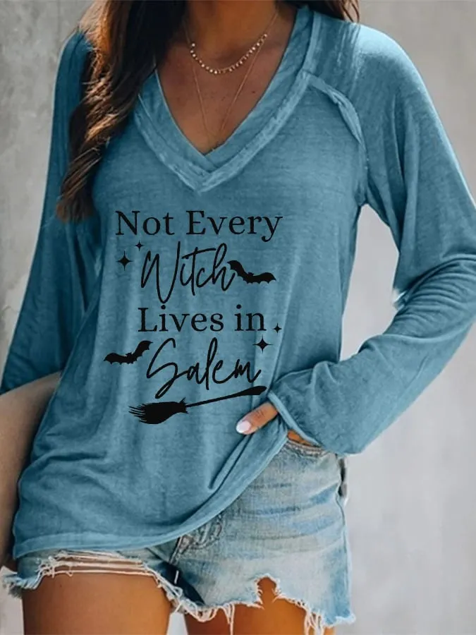 Women's Vintage 1692 "Not Every Witch Lives in Salem" Print Long Sleeve T-Shirt