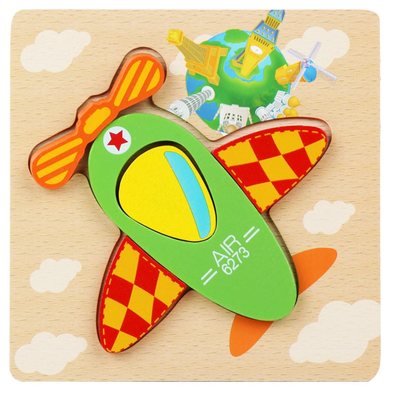 Kindergarten Children’s Enlightenment Early Education Cognition Cartoon Animal Cognition Hand-held Board Wooden Three-dimensional Puzzle Wooden Toys