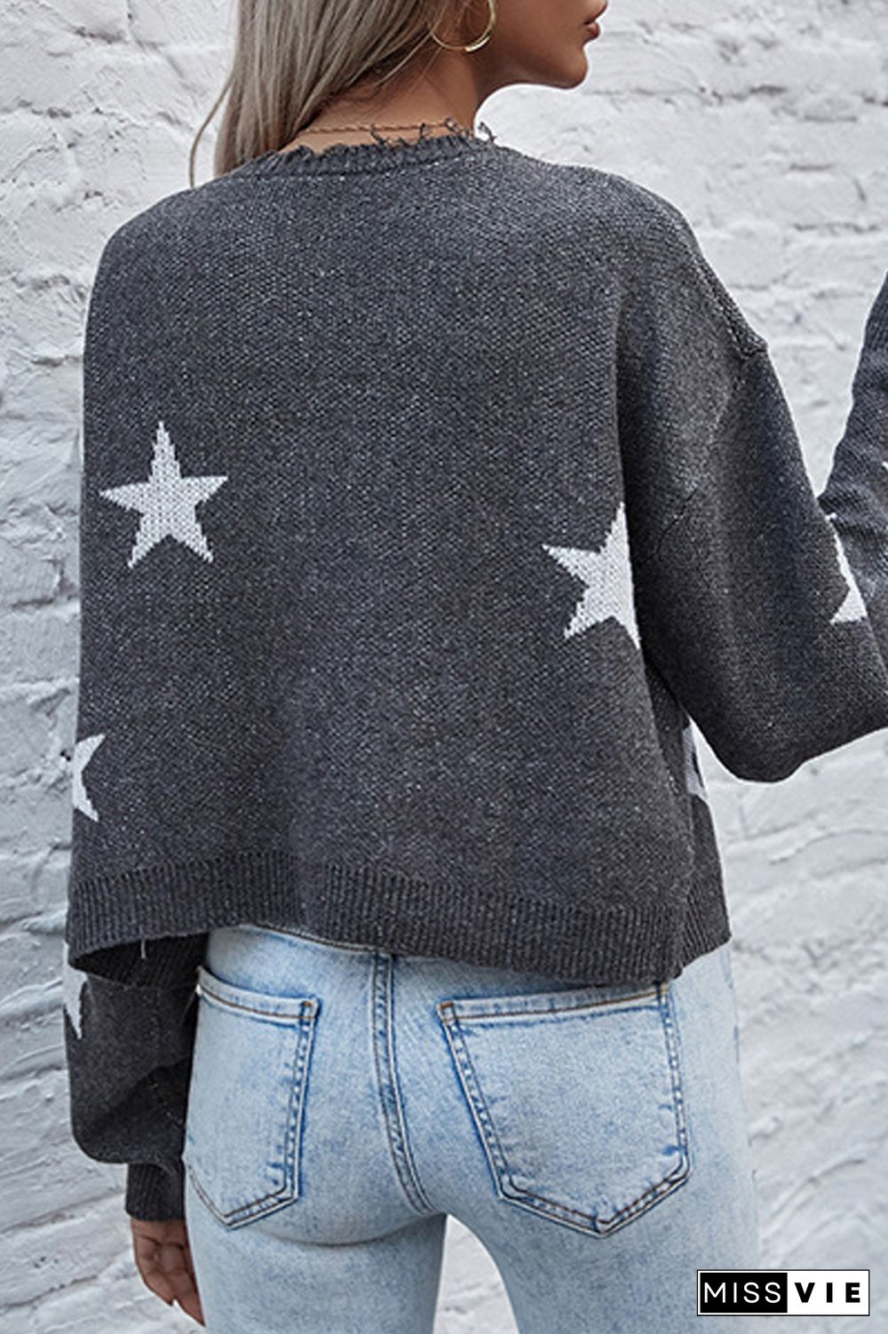 Star V-Neck Short Cardigan Sweater