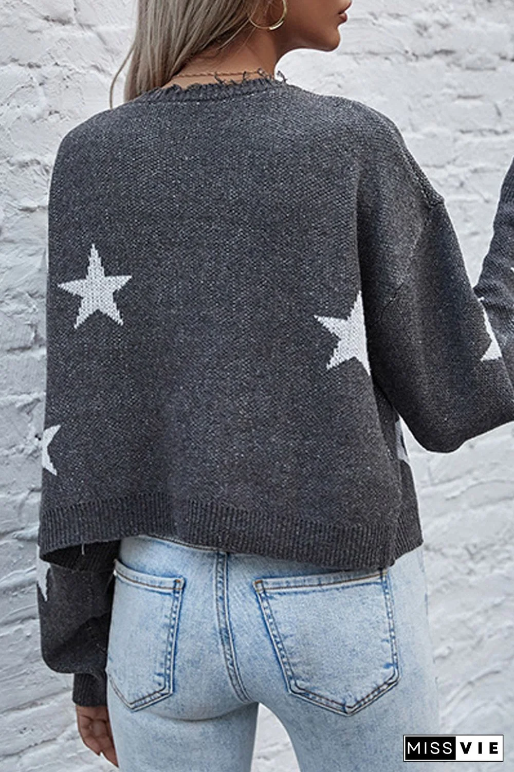 Star V-Neck Short Cardigan Sweater