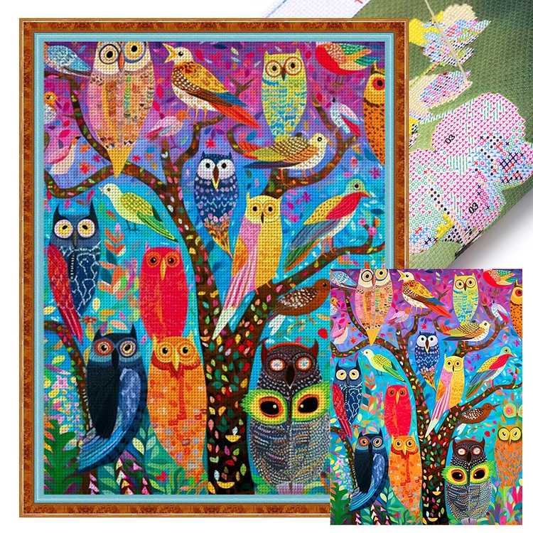 【Huacan】Owl Tree (45*60cm) 11CT Stamped Cross Stitch gbfke