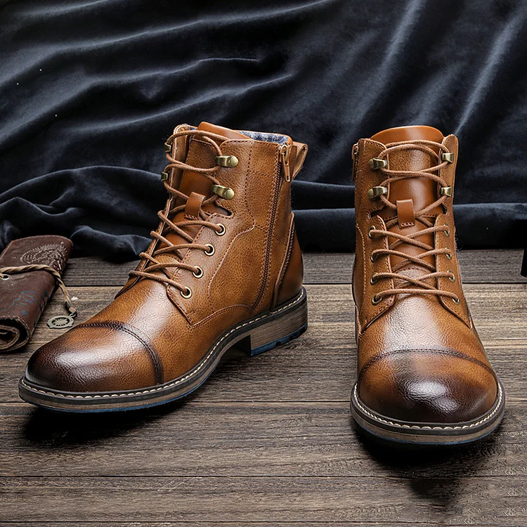 Men's Fashion Zipper Leather Work Martin Boots