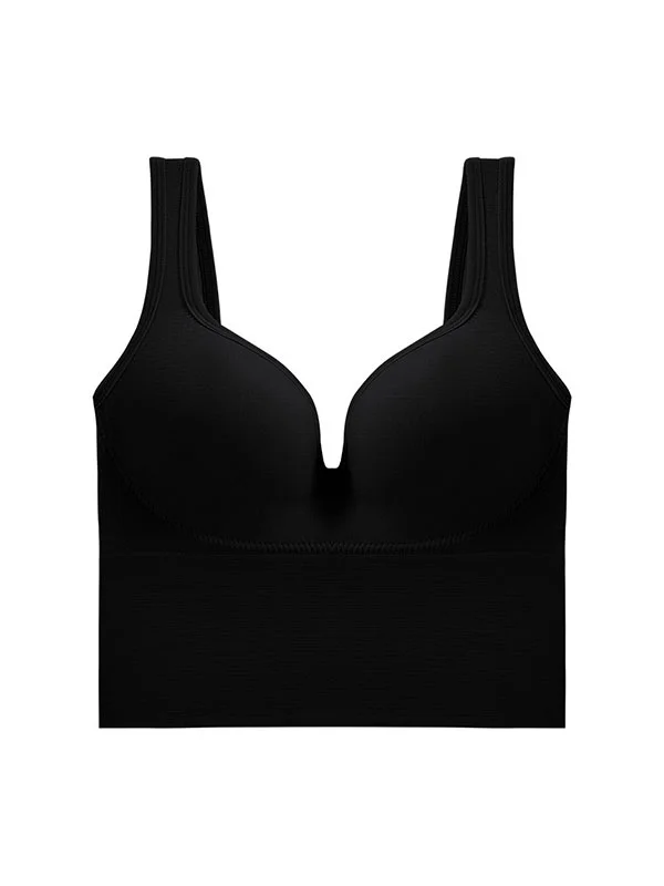 V-neck sports bra sexy gathering U back boneless bra