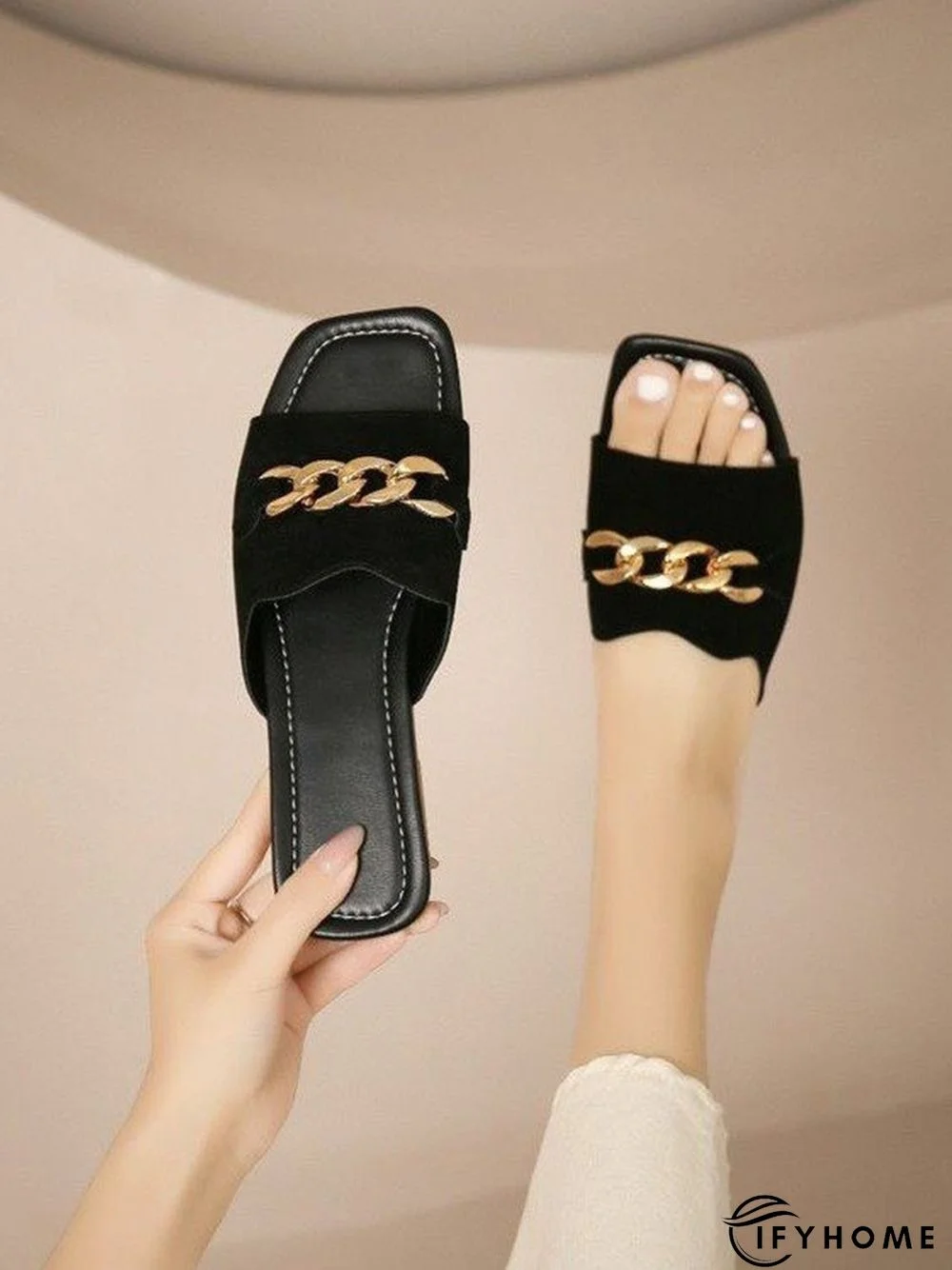 Chain Decor Slide Sandals | IFYHOME