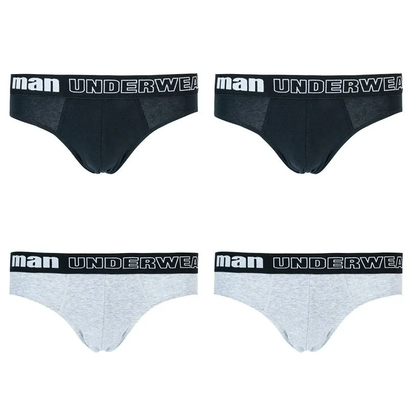4pcs/Lot Men's Underwear Male Solid Briefs Underpants Comfortable Cotton Panties Mens Bikini Pant Men Sexy Letter Briefs
