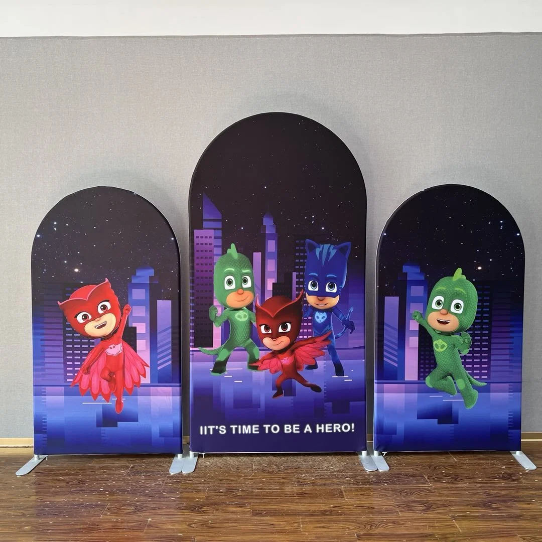 PJ Masks Three-Piece Double-sided Printing Set of Arch Backdrop Covers For Birthday Party RedBirdParty