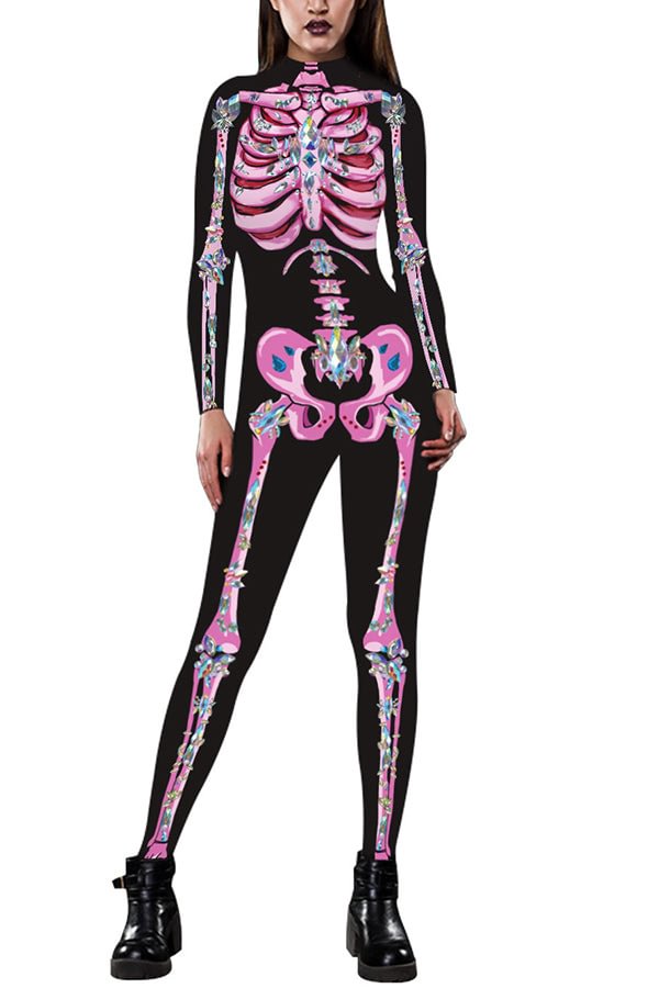Diamond Skeleton Print Catsuit Costume-elleschic