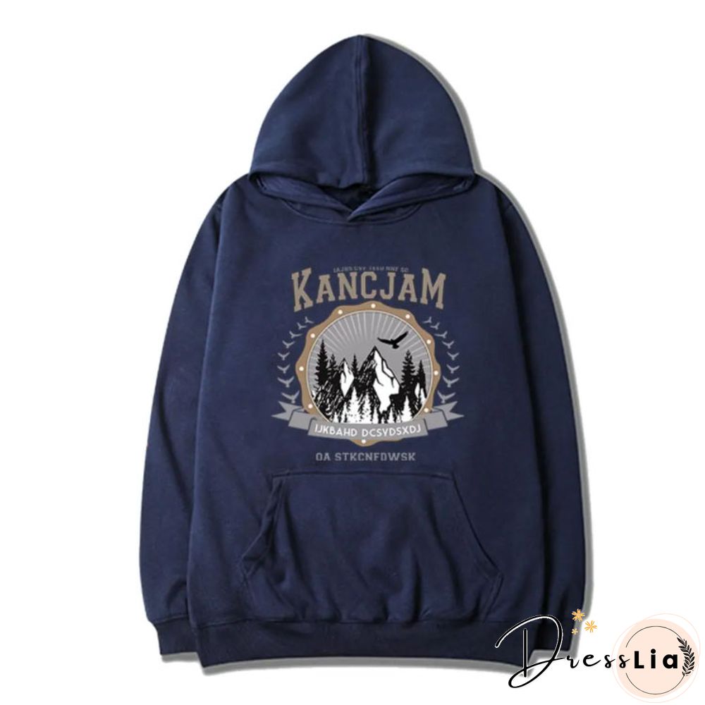 Vintage Unisex Mountains Print Oversized Hoodie