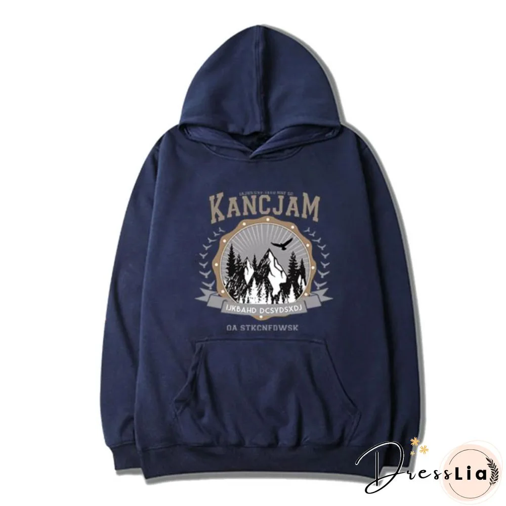 Vintage Unisex Mountains Print Oversized Hoodie