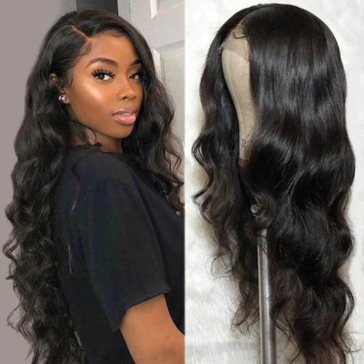4x4 Body Wave Lace Closure Human Hair Wigs Brazilian Pre Plucked Natural Color Baby for Black Women